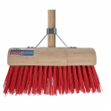 Bezem halfrond 31cm rood incl. steel 140cm