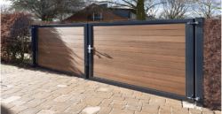 Boston maatwerk Dubbele poort klein max (B) 400cm (H) 100cm incl insteekslot