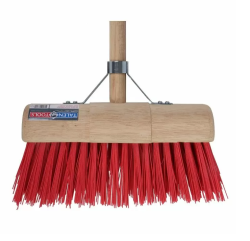 Bezem halfrond 31cm rood incl. steel 140cm