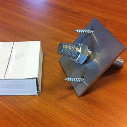Plaat 10x10 + draadeind M20 t.b.v. betonpoer taps grijs