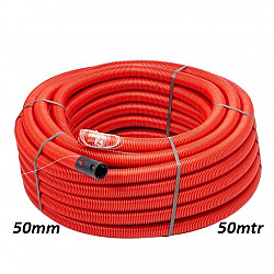 Kabelbuis 50mm rood 50 meter + trekdraad