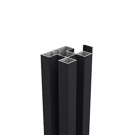 Boston alu H paal 75x75mm L-190 cm RAL9005 incl. alu afwerkingsprofiel